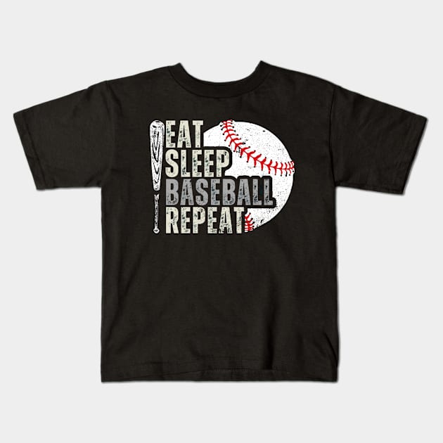 Eat Sleep Baseball Repeat Funny Baseball Player Kids T-Shirt by MetAliStor ⭐⭐⭐⭐⭐